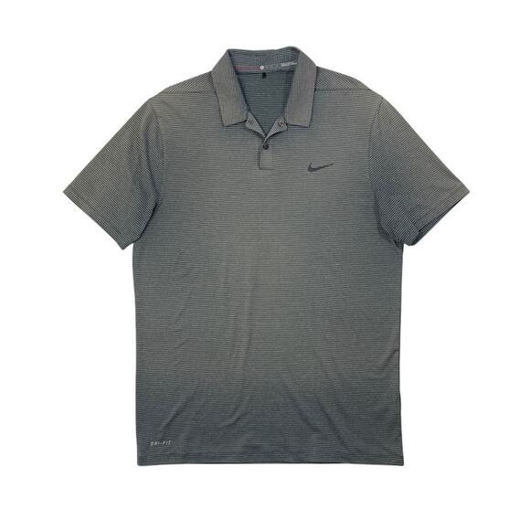 Tiger Woods Shirt Mens M Medium Grey Dri Fit Snap Button Stretch Nike Golf - Picture 1 of 11